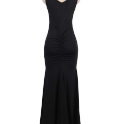 Elegant Sleeveless Floral Embroidered Maxi Dress