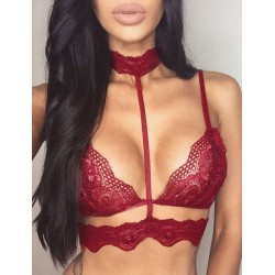 Plus Size Seductive Strappy Choker Lace Bra Lingerie Plus Size Seductive Strappy Choker Lace Bra Lingerie