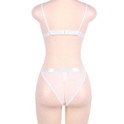 White Lace Crochet Hook Bralette Lingerie Set