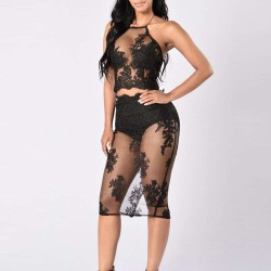 Elegant Black Deluxe Decals Fashion Dress