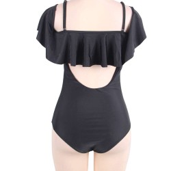 Ruffle Off-The-Shoulder One Piece Black Swimsuit