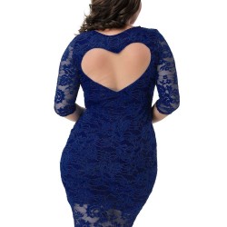 Plus Size Sweet Heart Dark Blue Slim Fashion Dress