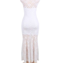 White Lace Fishtail Elegant Party Gown Off Shoulder 