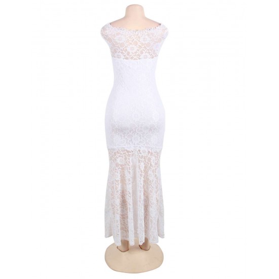 Plus Size White Lace Elegant Party Gown Plus Size White Lace Elegant Party Gown