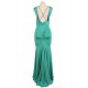 Green Elegant Embroidery Backless Sleeveless Party Gown Green Elegant Embroidery Backless Sleeveless Party Gown