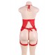Plus Size Red Sheer Mesh Halter Babydoll Lingerie Set Plus Size Red Sheer Mesh Halter Babydoll Lingerie Set