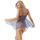 Blue Sheer Mesh Babydoll Lingerie With G String Blue Sheer Mesh Babydoll Lingerie With G String