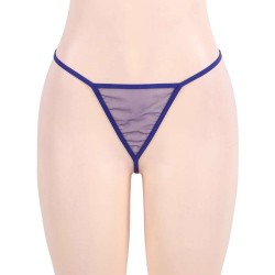 Plus Size Blue Sheer Mesh Babydoll Lingerie Set