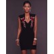 Rose Embroidery Black Mini Dress Rose Embroidery Black Mini Dress