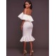 White Off-Shoulder Ruffle Bodycon Mermaid Party Dress White Off-Shoulder Ruffle Bodycon Mermaid Party Dress