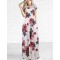 Short Sleeve Pocket Design White Floral Maxi Dress