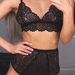 Plus Size Black Lace Temptation 2pcs Bralette Lingerie Set