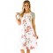Floral Print White Backdrop A-line Loose T-shirt Dress