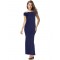 Dark Blue Lace Elegant Fishtail Party Gown For Women
