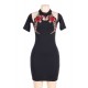 Rose Embroidery Black Mini Bodycon Dress Rose Embroidery Black Mini Bodycon Dress