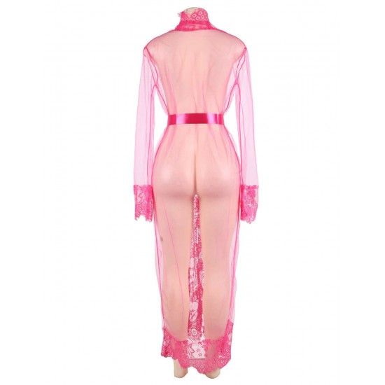 Plus Size Rose red Delicate Lace Long Sleepwear Gown Plus Size Rose red Delicate Lace Long Sleepwear Gown