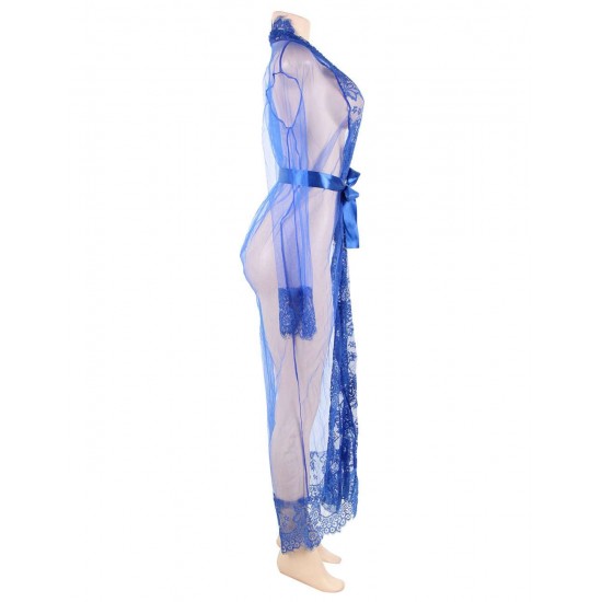 Long Sleepwear Blue Delicate Lace Gown Long Sleepwear Blue Delicate Lace Gown