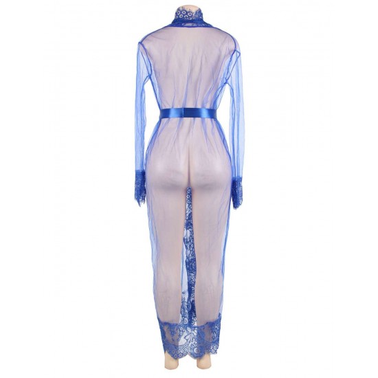 Plus Size Blue Delicate Lace Long Sleepwear Gown Plus Size Blue Delicate Lace Long Sleepwear Gown