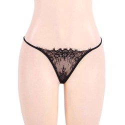 Hot Bra Panty Set Eyelash Black Lcae 3pcs 