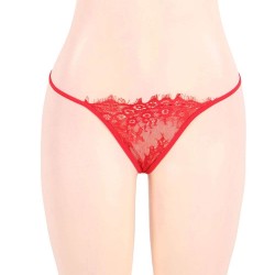 Sexy Bra Panty Set 3pcs Red Eyelash Lace 