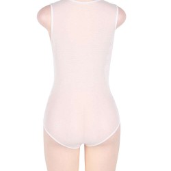 White Eyelash Sheer Mesh Lace Sexy Teddy