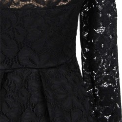 Plus Size Black Lace Long Sleeve Off Shoulder Dress