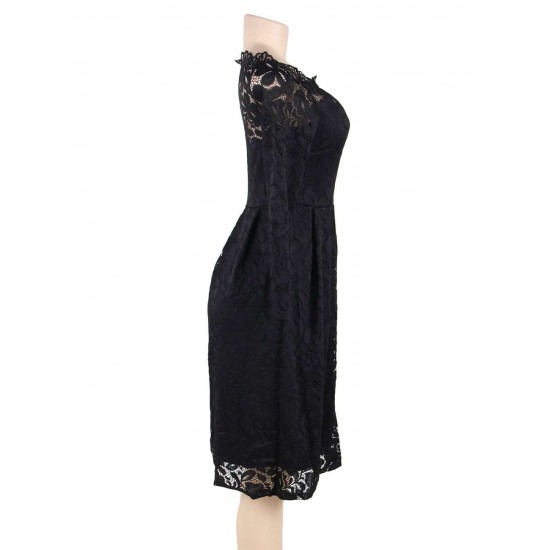Plus Size Black Lace Long Sleeve Off Shoulder Dress Plus Size Black Lace Long Sleeve Off Shoulder Dress