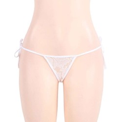 Sexy White Lace Up Thong