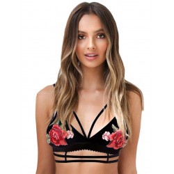 Plus Size Rose Embroidery Black Bralette Plus Size Rose Embroidery Black Bralette