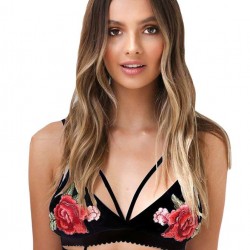 Plus Size Rose Embroidery Black Bralette 