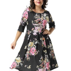Plus Size Black Printing Fashion Dress