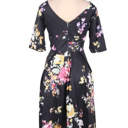 Plus Size Black Printing Fashion Dress