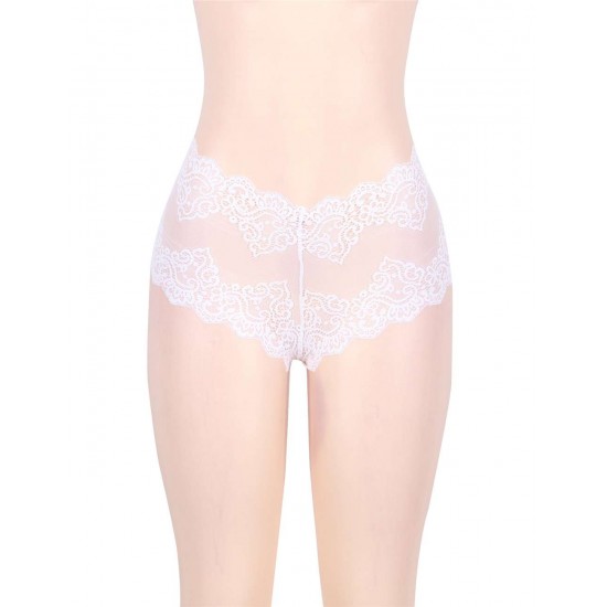 Plus Size Sexy High Waist Floral Lace White Panty Plus Size Sexy High Waist Floral Lace White Panty