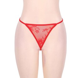 Red Belted Lace Eyelash Sleepwear Gown