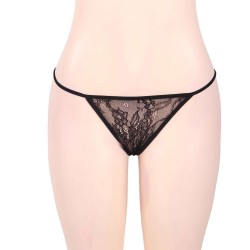 Black lace deep V Babydoll