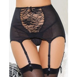 Plus Size Black Sexy Lace Garter Panty