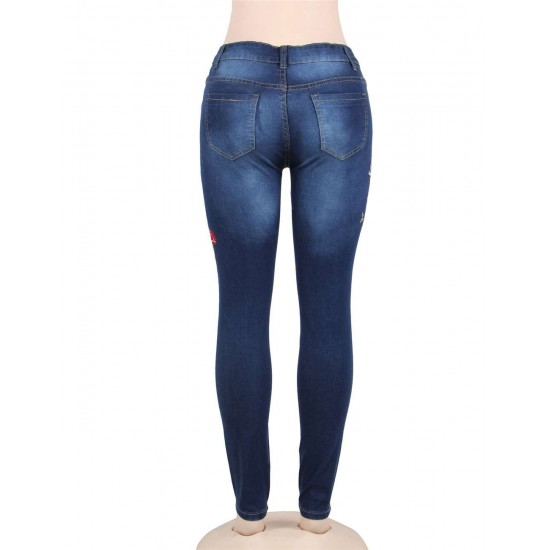 Top Design Embroidery Ripped Women Jeans Top Design Embroidery Ripped Women Jeans