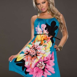 On Sale Multi Flowers Ladies Fashion Dress With belt