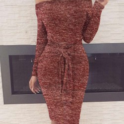 Long Sleeve Off-Shoulder Bodycon Dress