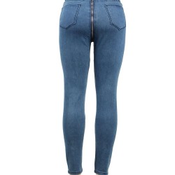 Blue high waist bag hip zipper sexy jeans