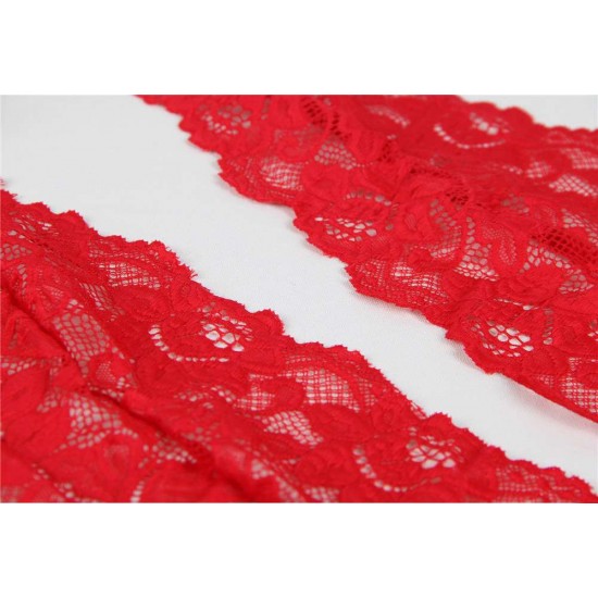 Plus Size Valentine's Day Red lace Deep V Collar Chemise Dress Plus Size Valentine's Day Red lace Deep V Collar Chemise Dress