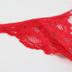 Plus Size Valentine's Day Red lace Deep V Collar Chemise Dress