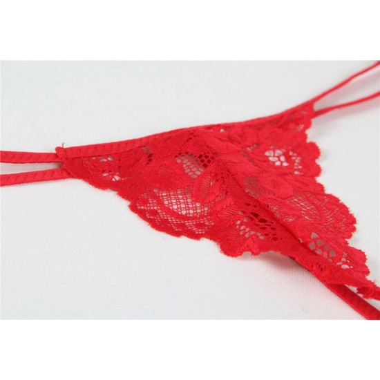 Plus Size Valentine's Day Red lace Deep V Collar Chemise Dress Plus Size Valentine's Day Red lace Deep V Collar Chemise Dress