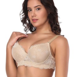 Beige high-quality lace comfortable T-shirt bra
