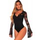 Black Eyelashes Lace Horn Sleeve Teddy Black Eyelashes Lace Horn Sleeve Teddy