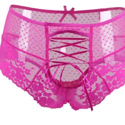 Sexy Pink High Waist Lace Strappy Panty