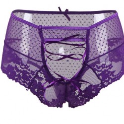 Sexy Purple High Waist Lace Strappy Panty