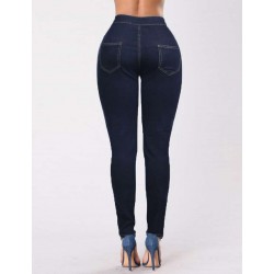 Plus Size Pencil Pants Blue Female Fashion Casual Jeans Plus Size Pencil Pants Blue Female Fashion Casual Jeans