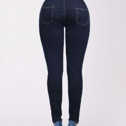 Plus Size Pencil Pants Blue Female Fashion Casual Jeans