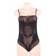 Plus Size Black Floral Embroidered Sheer Mesh Teddy Plus Size Black Floral Embroidered Sheer Mesh Teddy